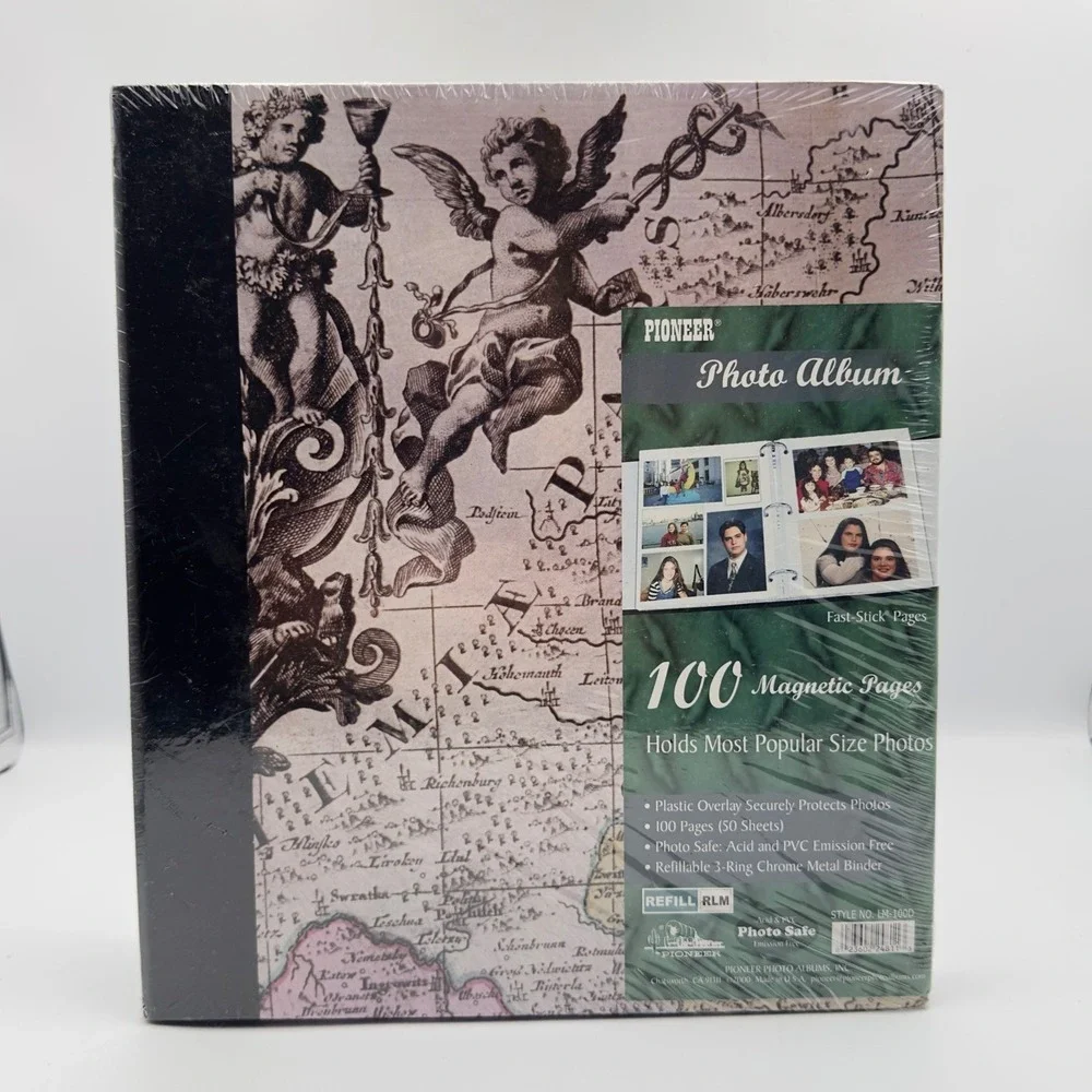 Pioneer Vintage Map Cherub‎ Magnetic Photo Album 100 Pages 3-Ring Binder LM-100D